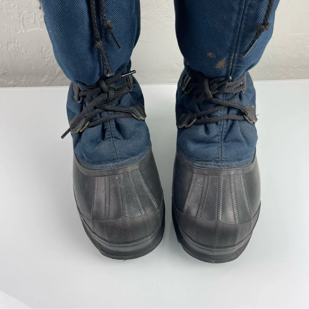 VTG‎ Sorel Boots Winter Snow Arctic Heavy Lined Blue Black Lace Up Heavyweight